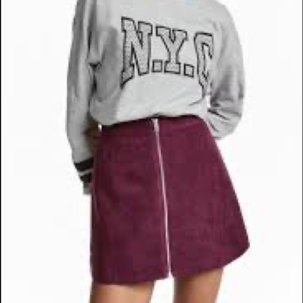 h&m faux suede zipper mini skirt